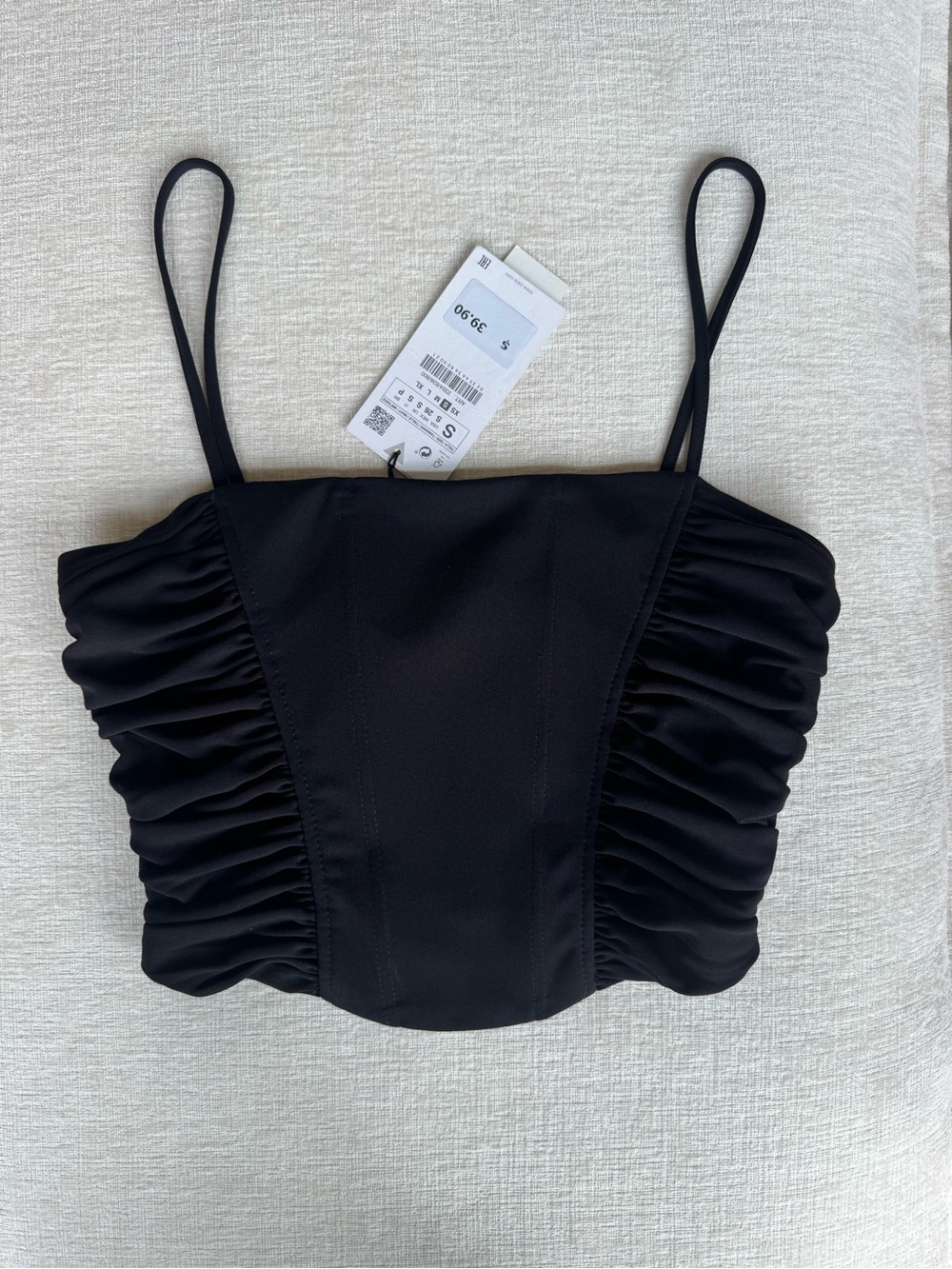 ZARA Black Ruched crop top